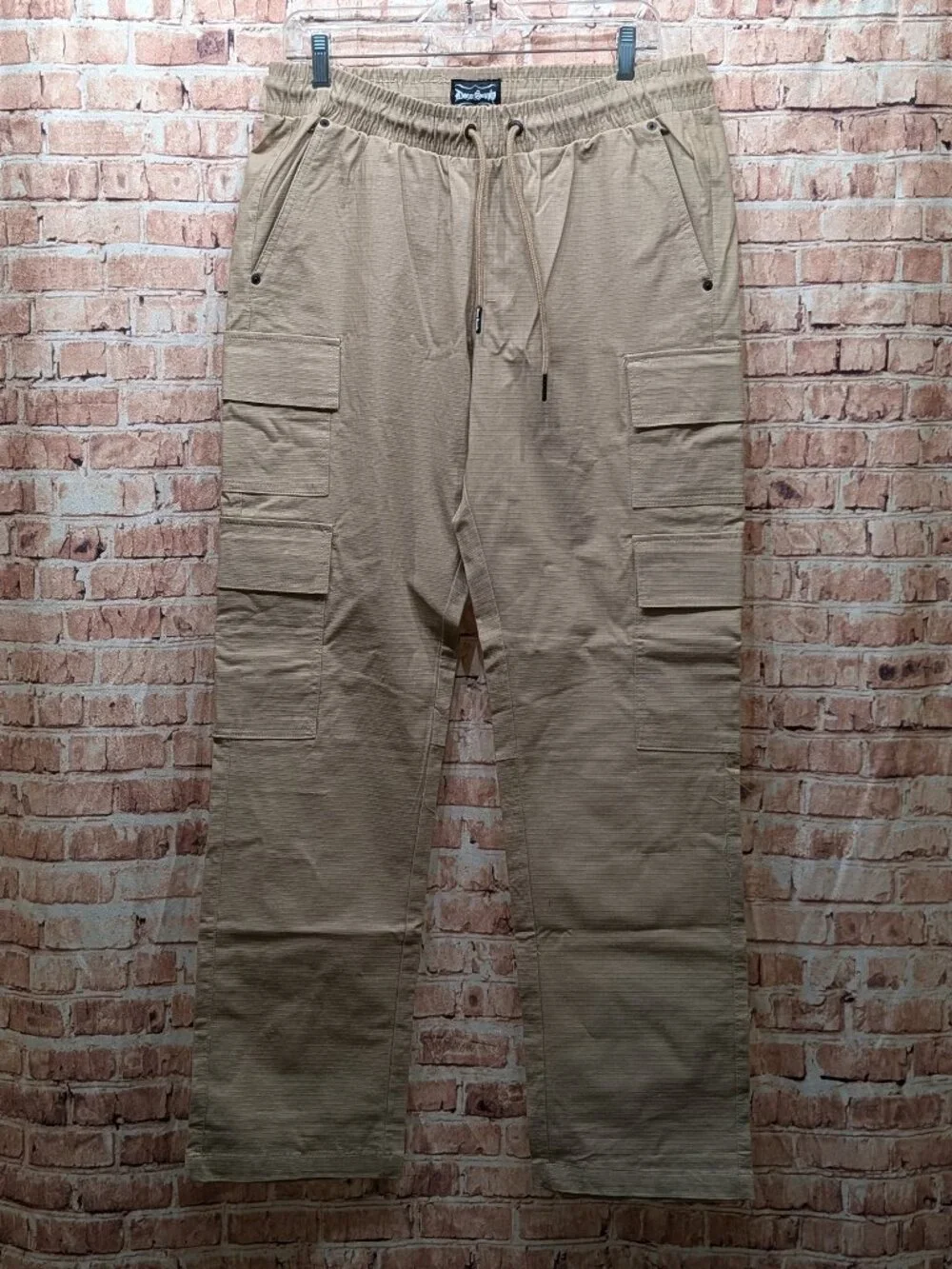 Dogg Supply by Snoop Dogg Beige Utility Cargo Pants Drawstring Waist Size Medium